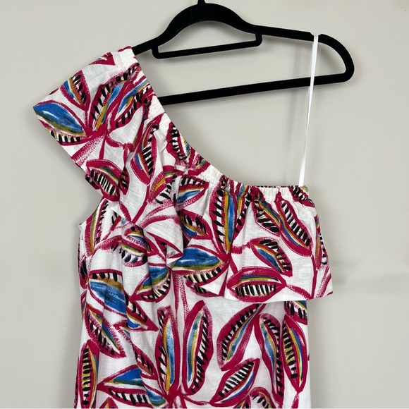 J.CREW TROPICAL FLORAL ONE RUFFLE SHOULDER MINI DRESS SIZE XS - Picture 5 of 13